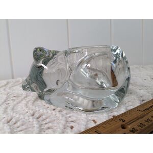 Indiana Glass Sleeping Cat Votive Candle Holder - Clear Glass